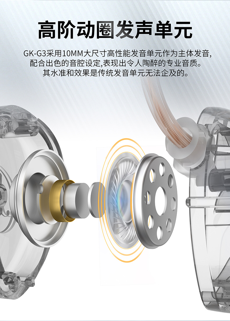 GK-G3 高保真纯美单元耳机 - 详情 3